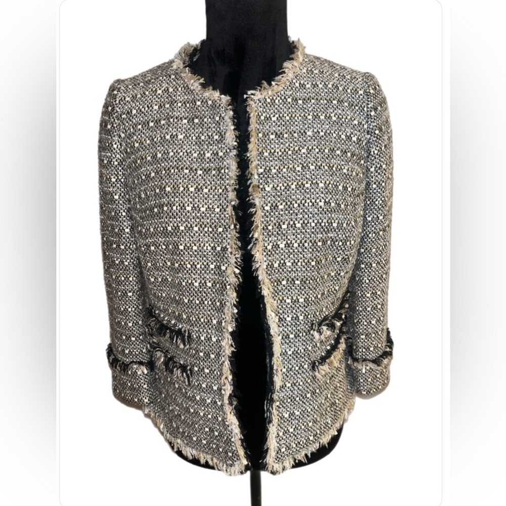 Boden Black and White Tweed Blazer - size 6